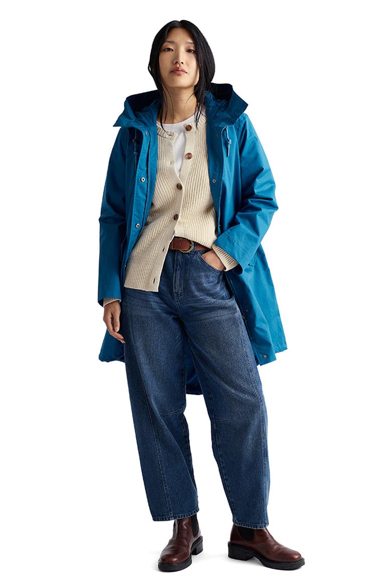 Seafaring Waterproof Linen & Cotton Hooded Coat, Alternate, color, SHORE