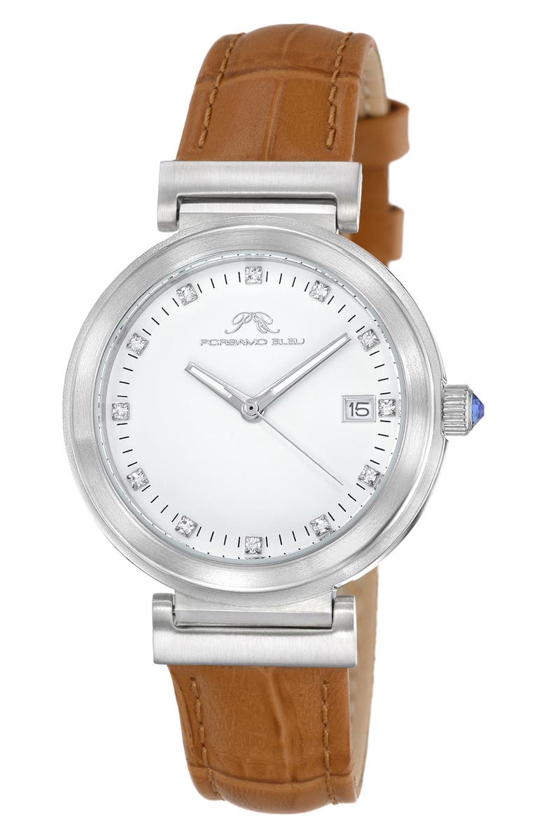 PORSAMO BLEU Dahlia Leather Strap Watch, 34mm, Main, color, 