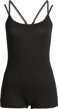 EDIKTED Pointelle Stitch Cross Back Strap Romper