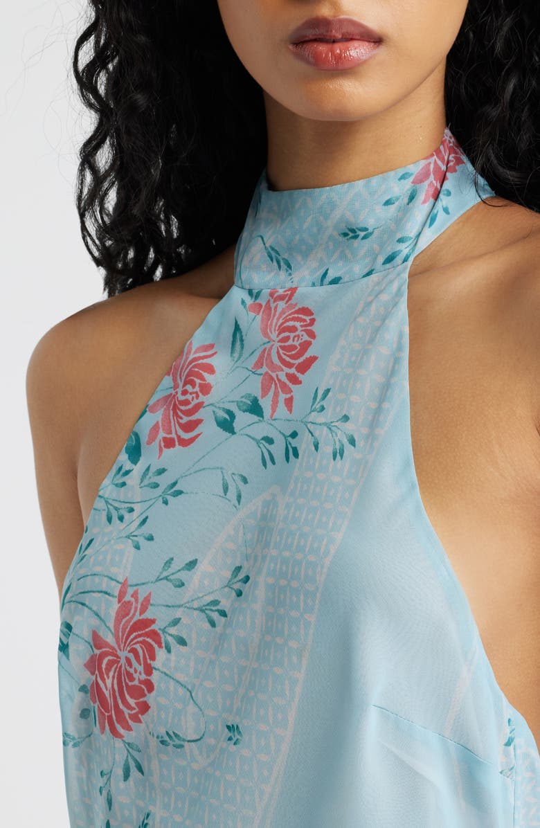 Bella Venice Piper Flower Halter Neck Minidress, Alternate, color, Light Blue