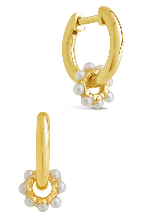 Sterling Forever Alana Imitation Pearl Huggie Hoop Earrings in Gold  product
