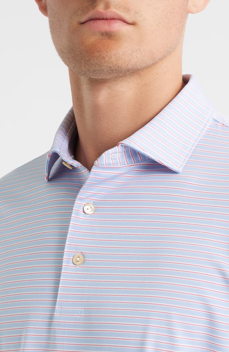Peter Millar Daven Stripe Performance Jersey Polo, Alternate, color, White / Evening Tide
