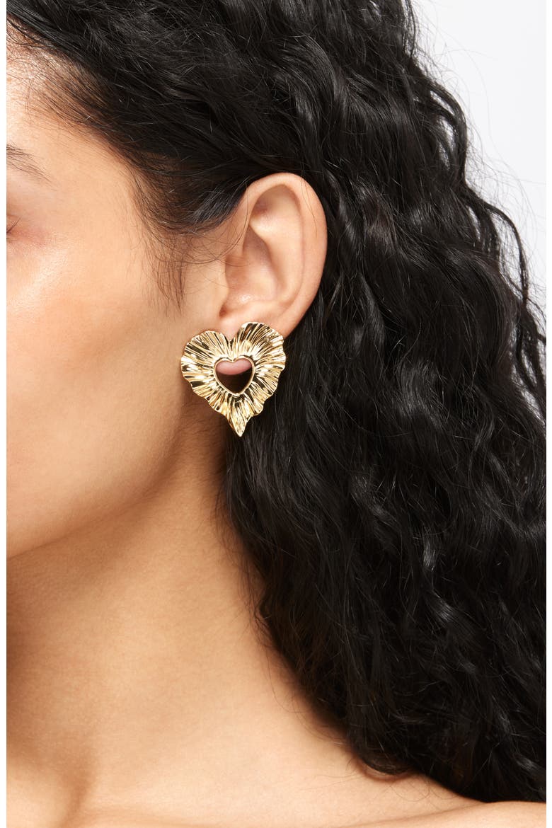 Amour Heart Drop Earrings, Alternate, color, GOLD