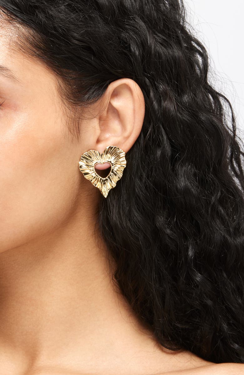 MIRANDA FRYE Amour Heart Drop Earrings, Alternate, color, Gold