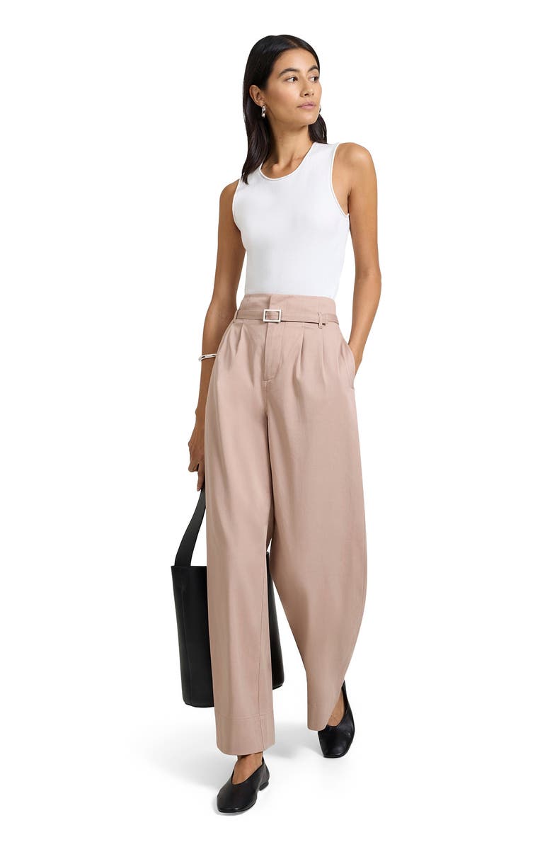 Onia Lyocell Paperbag Trouser, Main, color, Warm Taupe