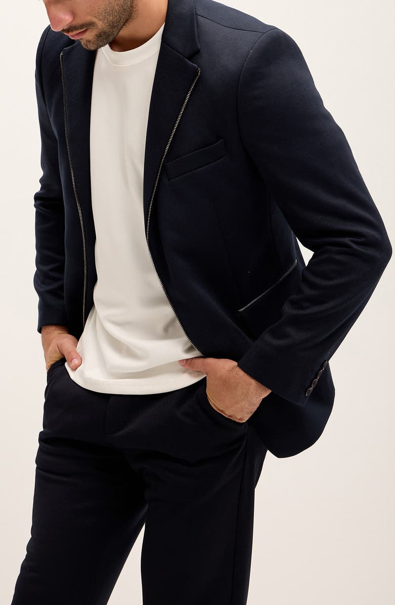 RON TOMSON Notch Lapel Zip Blazer, Alternate, color, Navy
