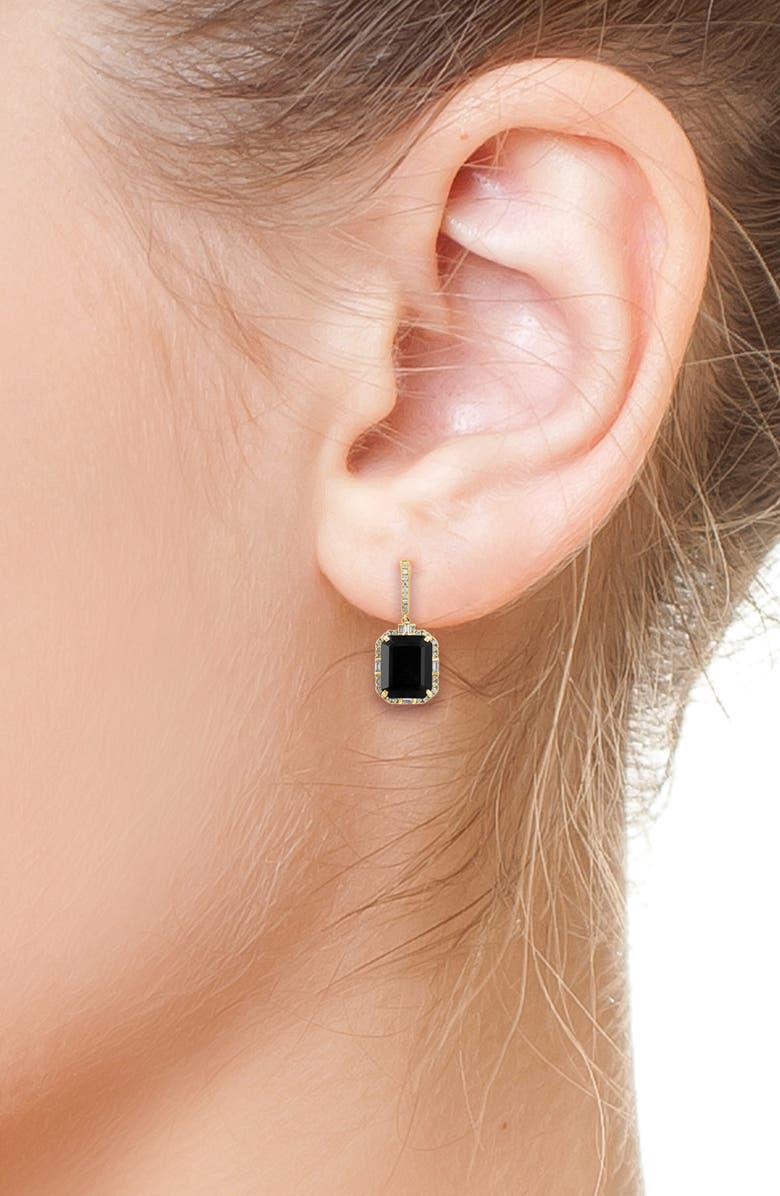 EFFY 14K Yellow Gold Diamond Onyx Drop Earrings - 0.38 ctw., Alternate, color, 