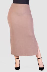 24seven Comfort Apparel Rib Midi Skirt