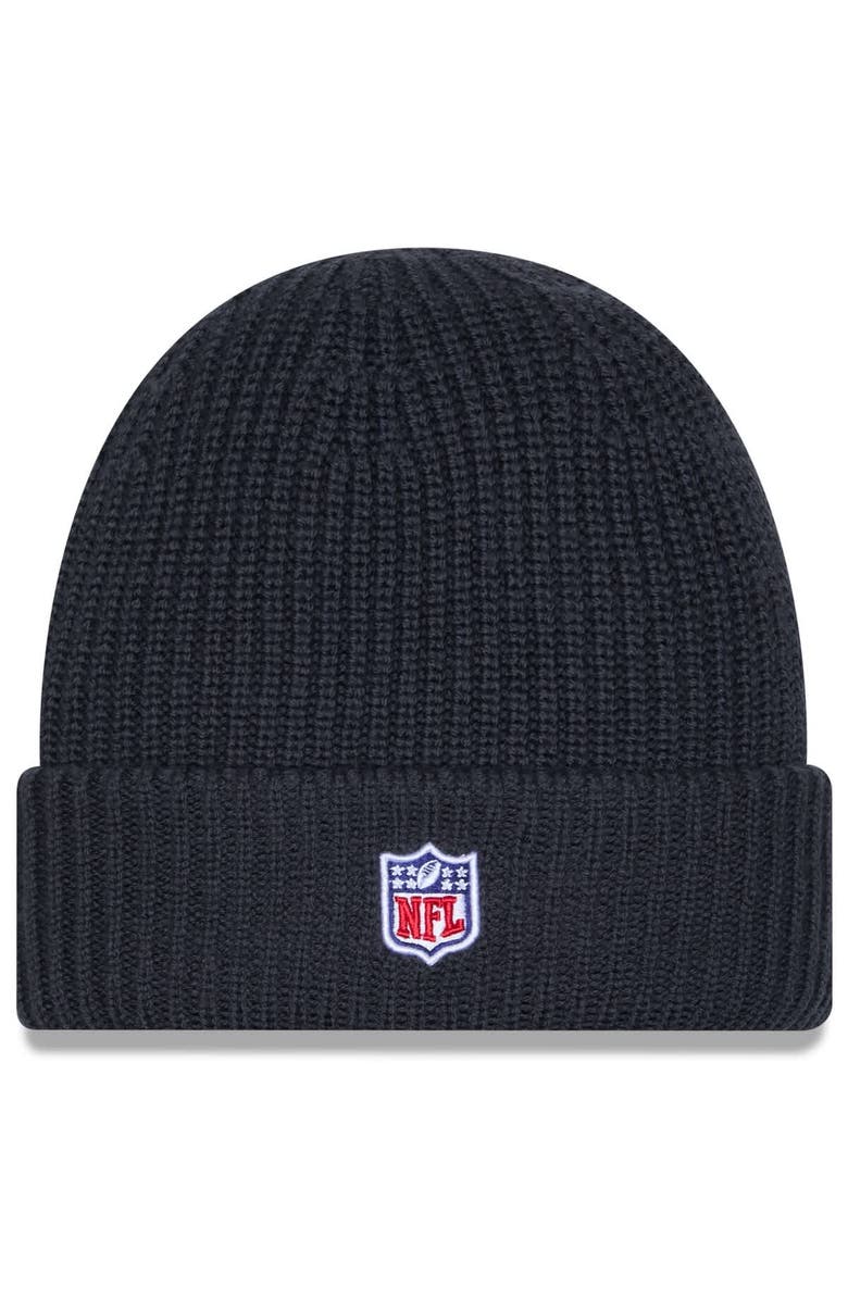 New Era Men's New Era Charcoal Minnesota Vikings 2025 Sideline Cold Weather Cuffed Knit Hat, Alternate, color, Charcoal