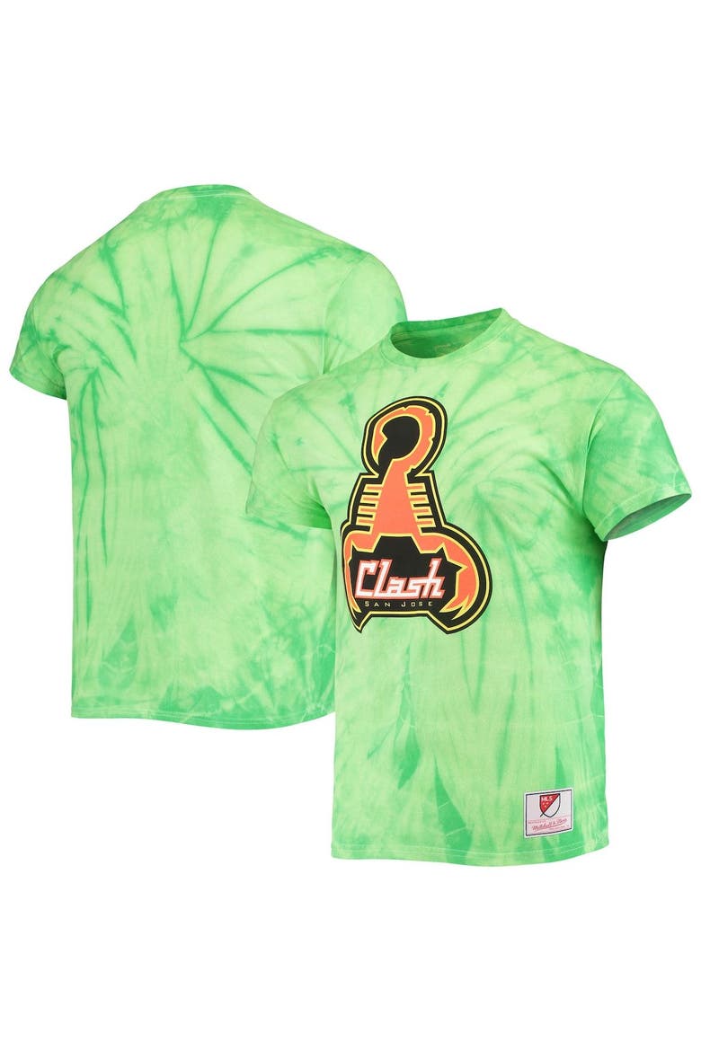 Men's Mitchell & Ness Green San Jose Clash Since '96 Tie-Dye T-Shirt, Main, color, Green