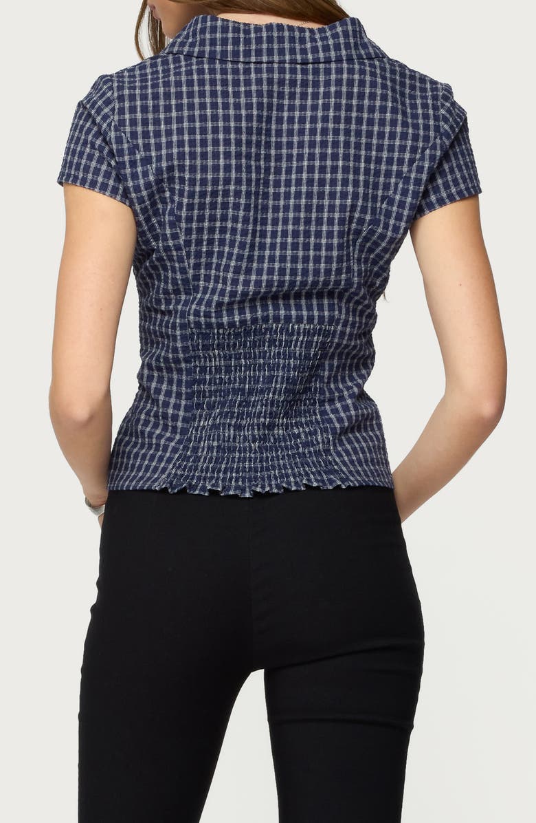 EDIKTED Oriya Gingham Button-Up Blouse, Alternate, color,