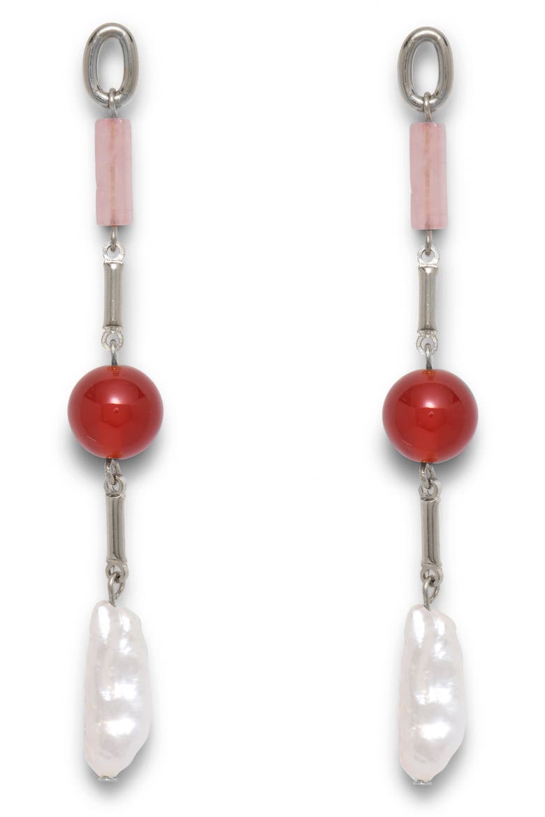 Roses Drop Earrings, Main, color, SILVER