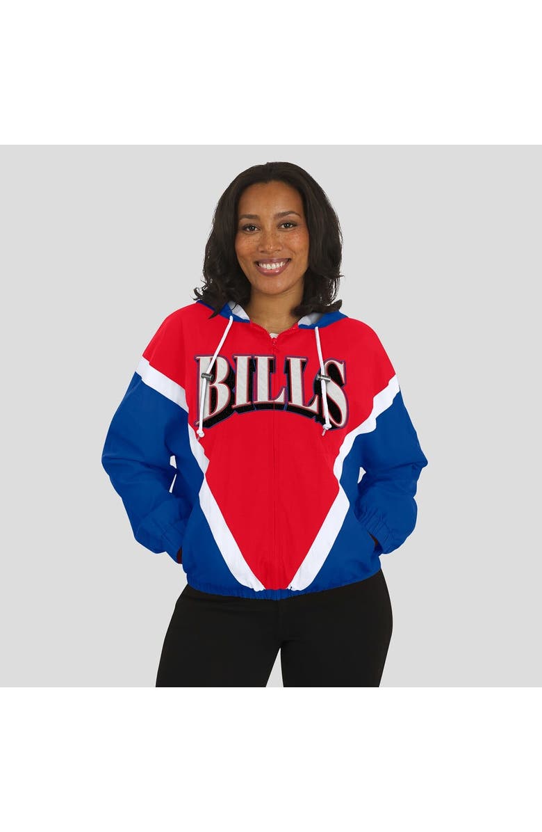WEAR by Erin Andrews Women's WEAR by Erin Andrews Red/Royal Buffalo Bills Retro Crinkle Full-Zip Hoodie Windbreaker, Alternate, color, Red