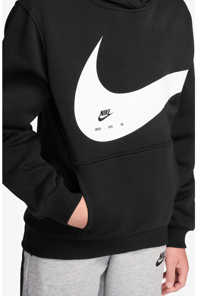 Kids' Sportswear Club Fleece Graphic Hoodie, Alternate, color, 010 BLACK/WHITE