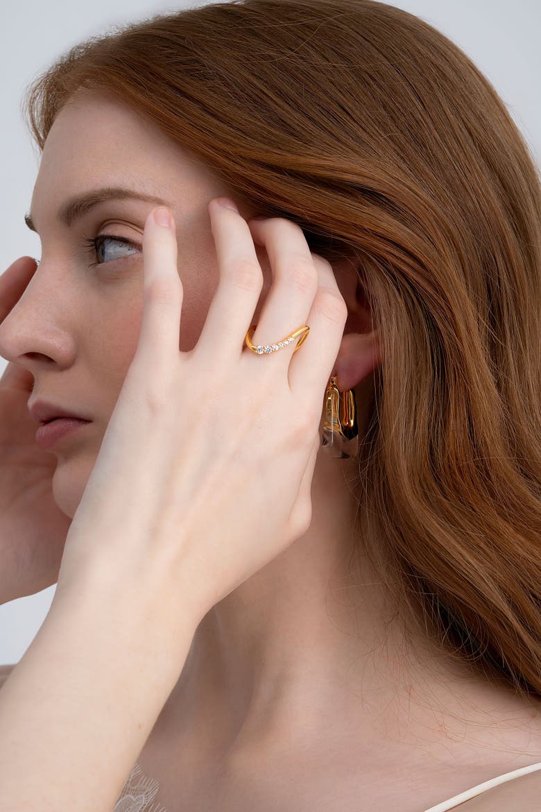 Curve Pave Ring, Alternate, color, Gold