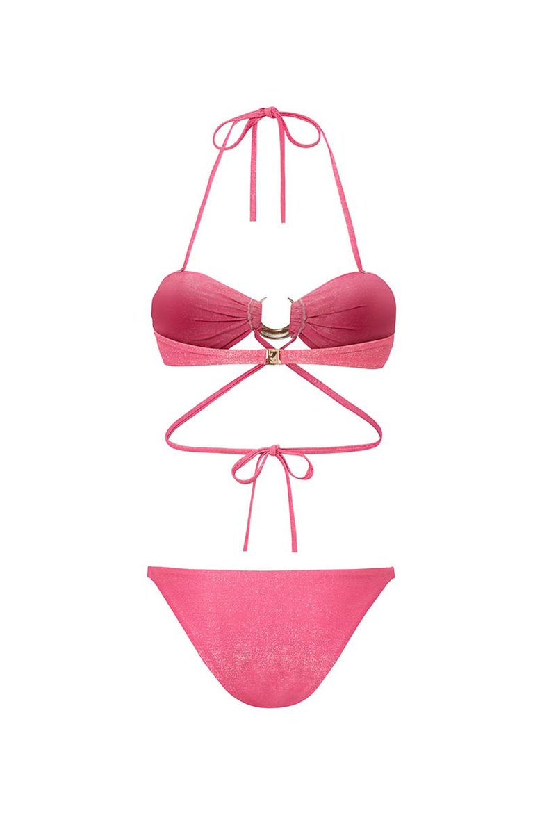 LILY BIKINI, Alternate, color, Metallic Pink