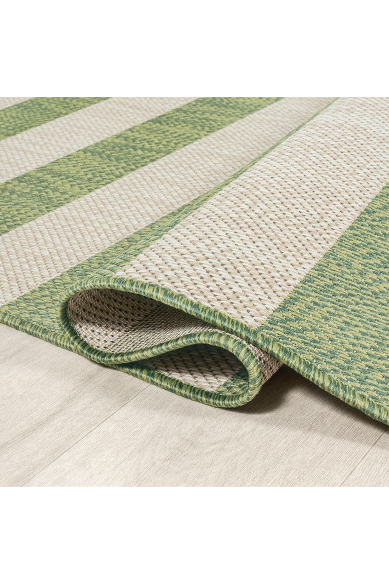 Negril Two-Tone Wide Stripe Indoor/Outdoor Area Rug, Alternate, color, Green/Cream