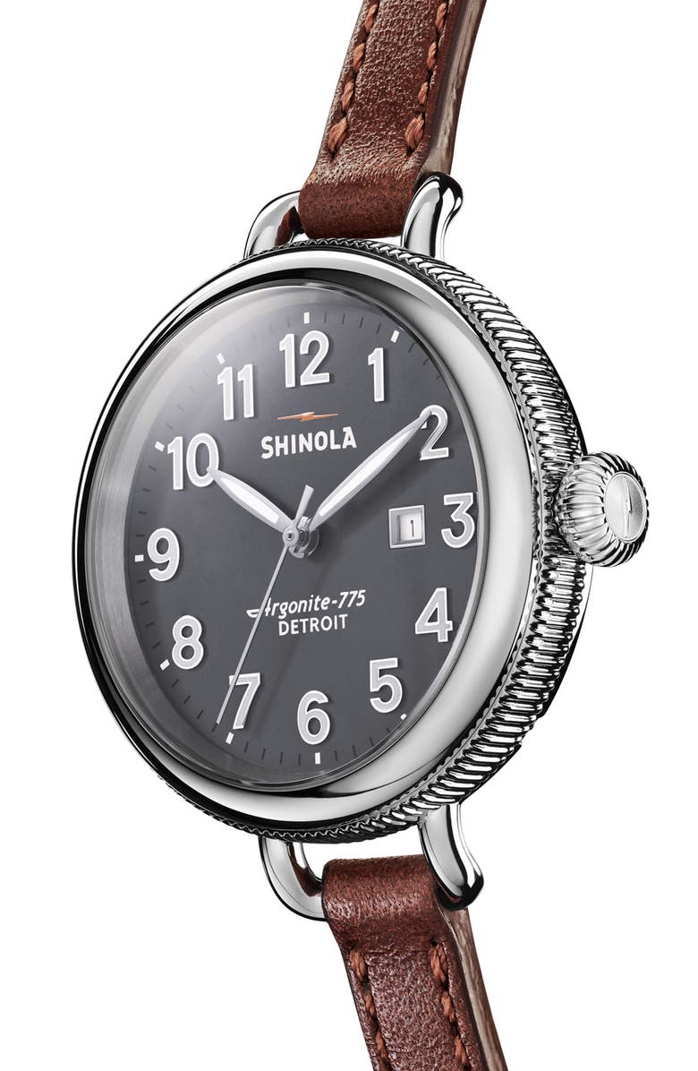 Shinola The Birdy Leather Strap Watch, 34mm, Alternate, color,