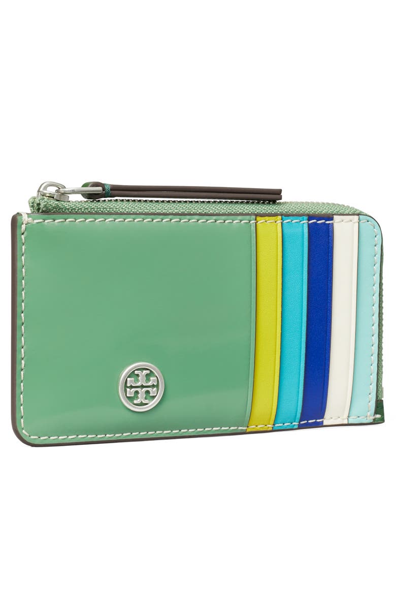 Tory Burch Robinson Spazzaloto Leather Card Case, Alternate, color, 