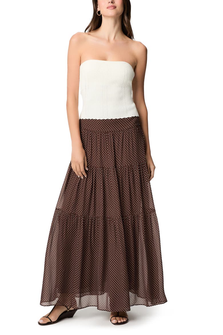 Somi Tiered Polka Dot Maxi Skirt, Alternate, color, MAHOGECRU