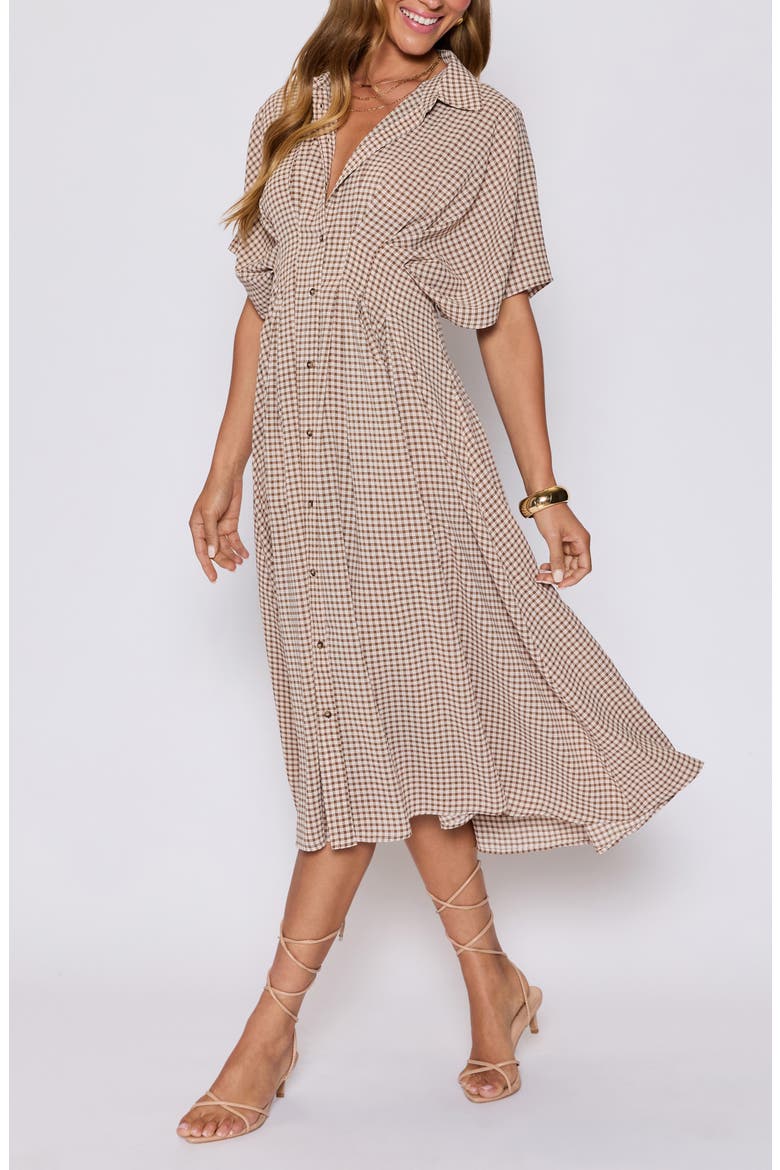 Jessica Gingham Shirtdress (Nordstrom Exclusive), Alternate, color, BROWN/ CREAM