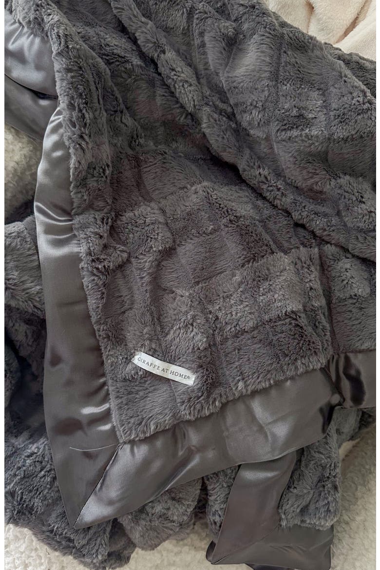 Giraffe at Home Luxe Waterfall Throw Blanket, Alternate, color, CHARCOAL