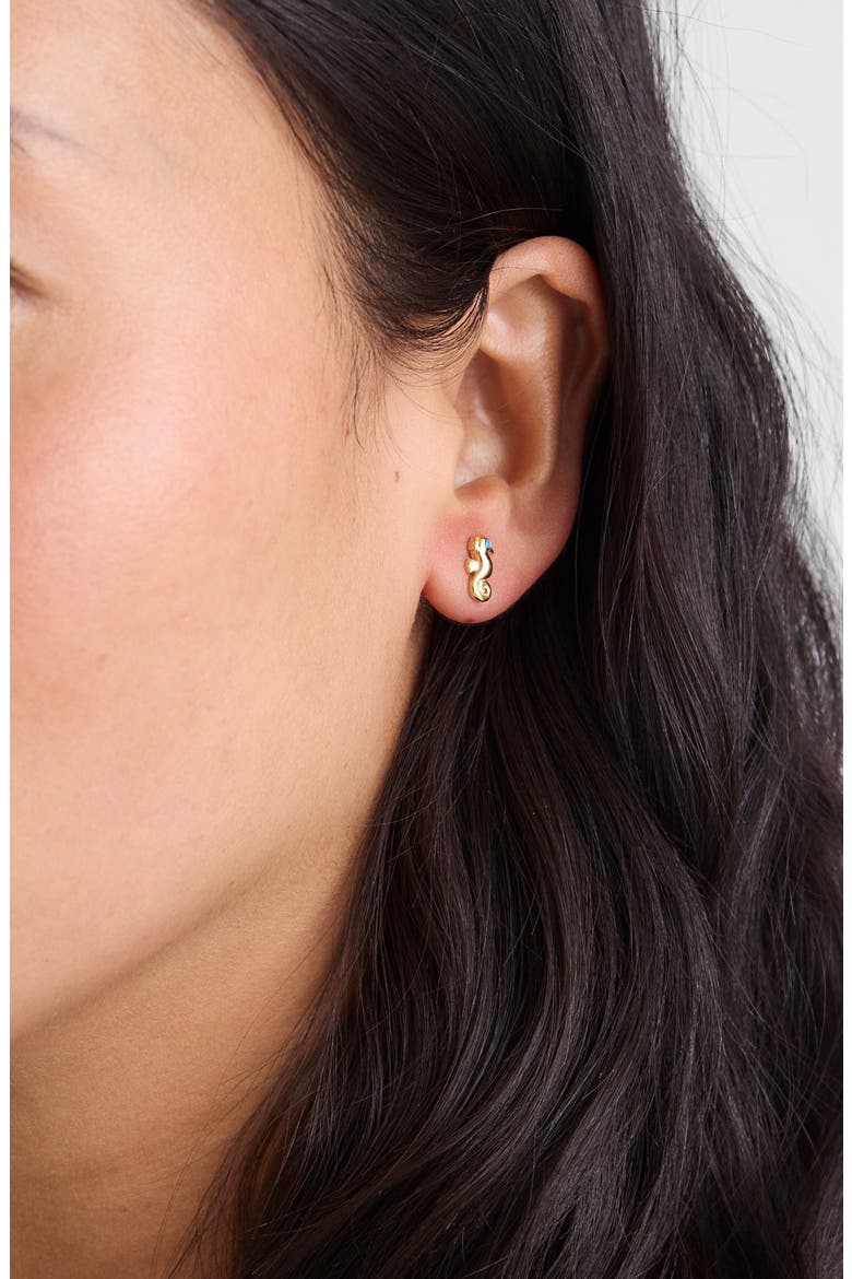 Demi Fine Seahorse Stud Earrings, Alternate, color, 14K GOLD