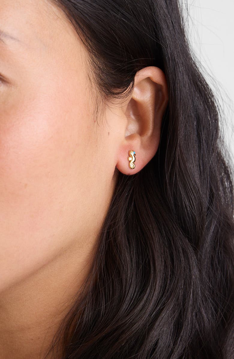 Madewell Demi Fine Seahorse Stud Earrings, Alternate, color, 14K Gold