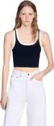 SANDRO Two-tone cropped knit top