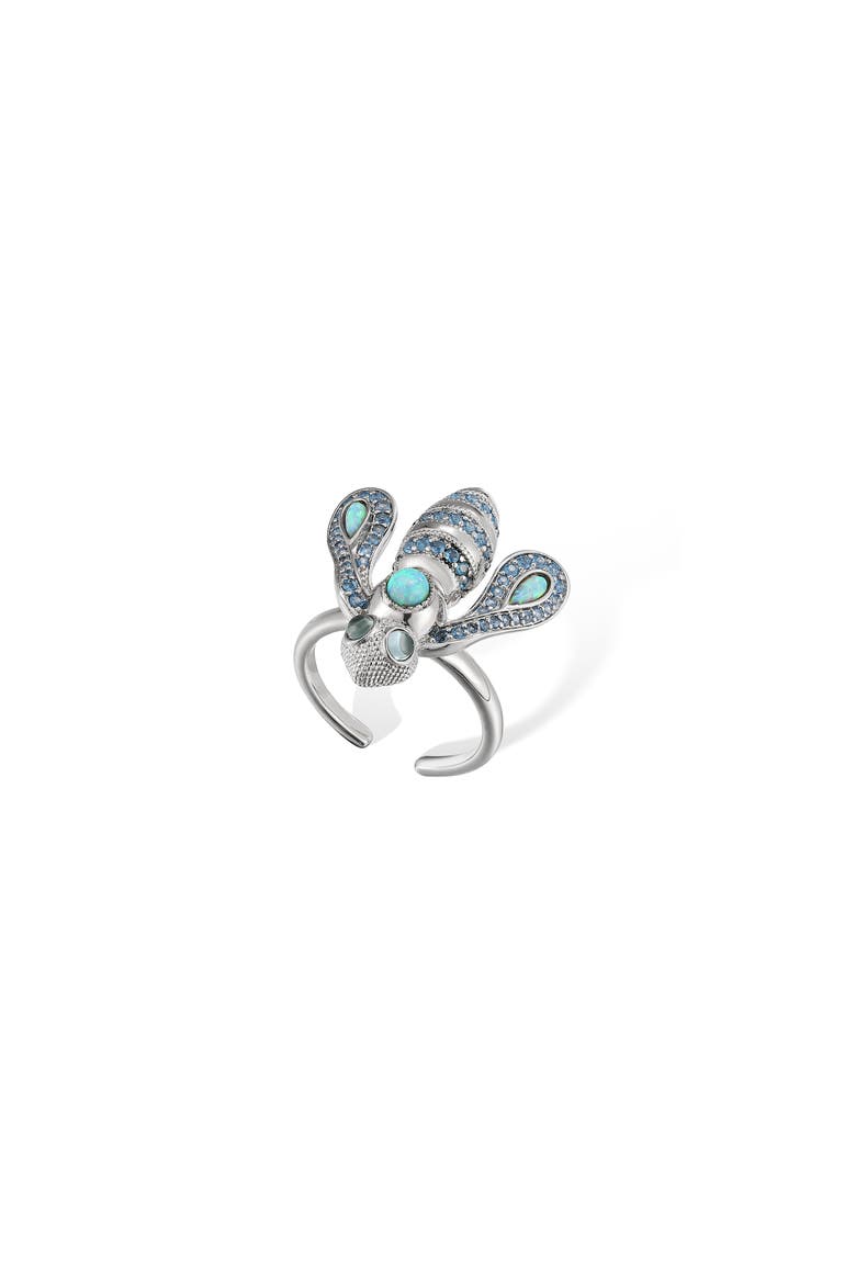 Honey Bee Ring, Main, color, Silver & Blue
