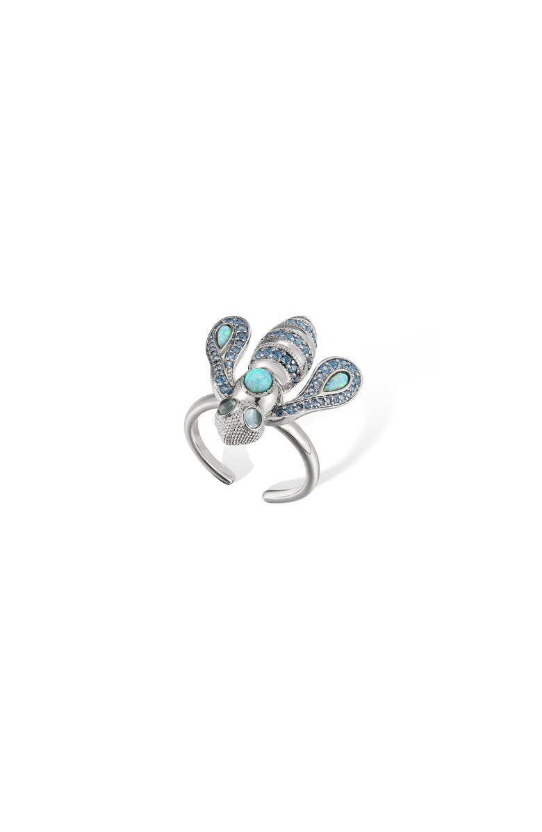 RC RETRO CHIC Honey Bee Ring, Main, color, Silver & Blue