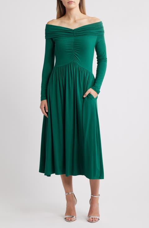 Olia Off the Shoulder Long Sleeve Dress