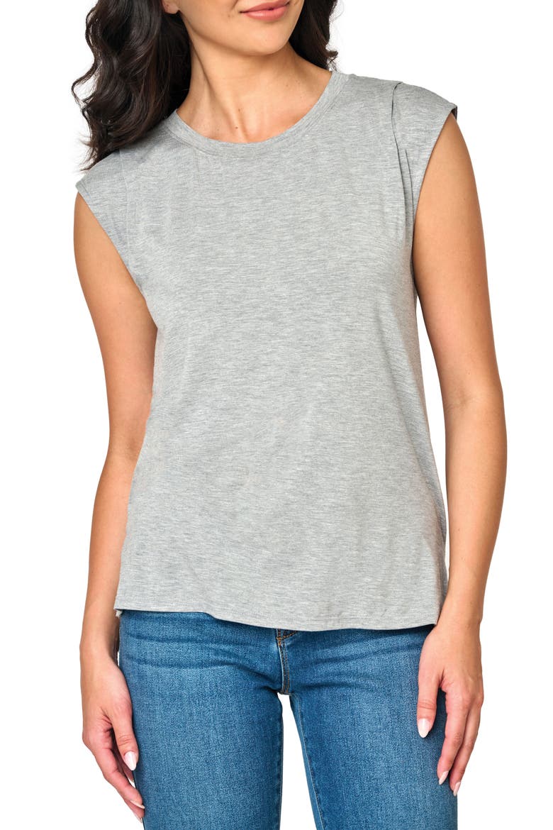 Luxe Essentials Cap Sleeve T-Shirt, Main, color, HEATHER GREY