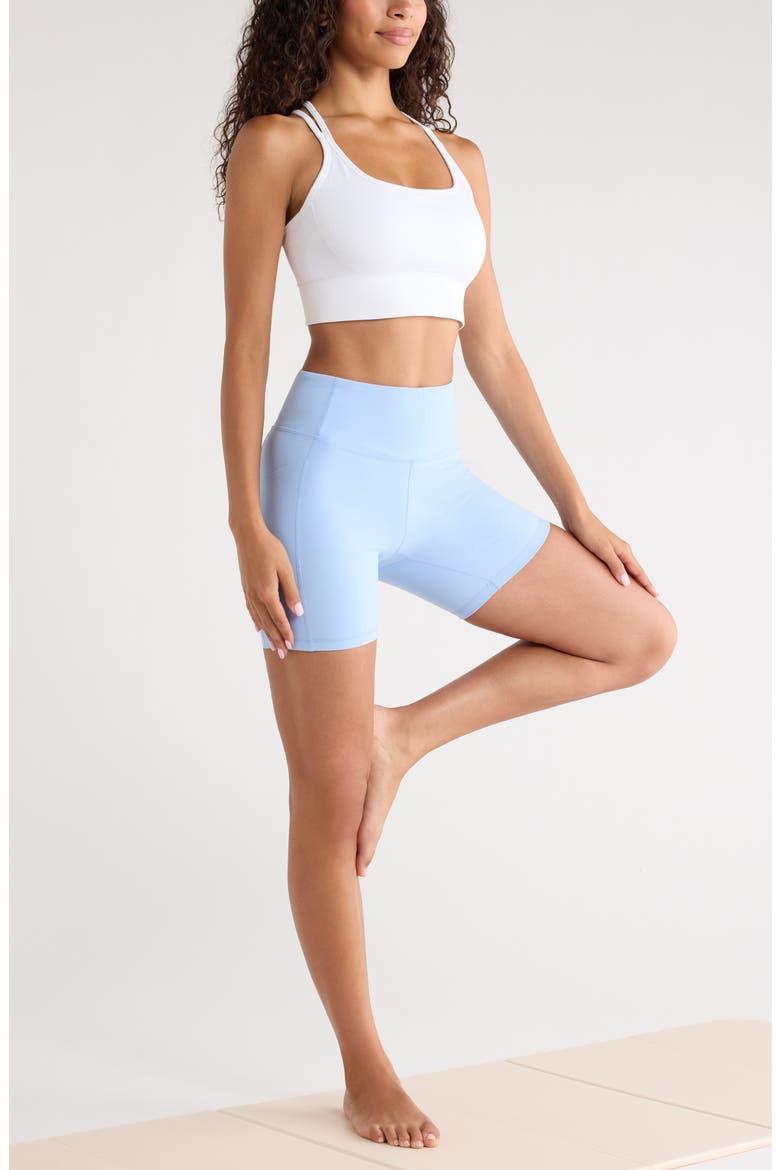 Studio Luxe Pocket Bike Shorts, Alternate, color, BLUE PLACID