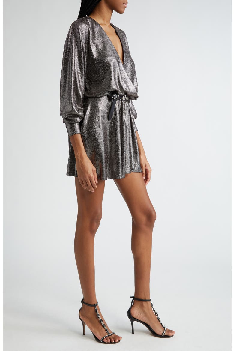 Alexane Metallic Long Sleeve Minidress, Alternate, color, METALLIC BLACK