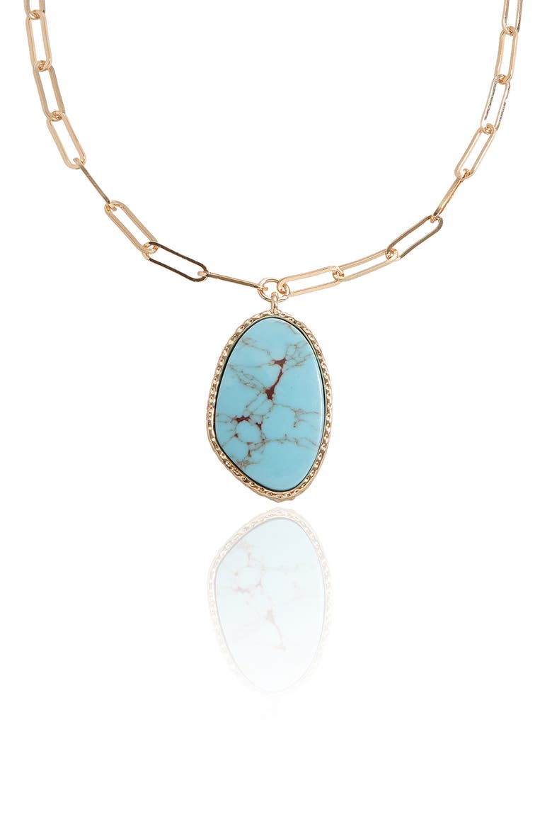 Oval Stone Pendant Necklace, Alternate, color, TURQUOISE