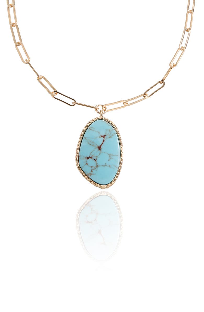 Ettika Oval Stone Pendant Necklace, Alternate, color, Turquoise