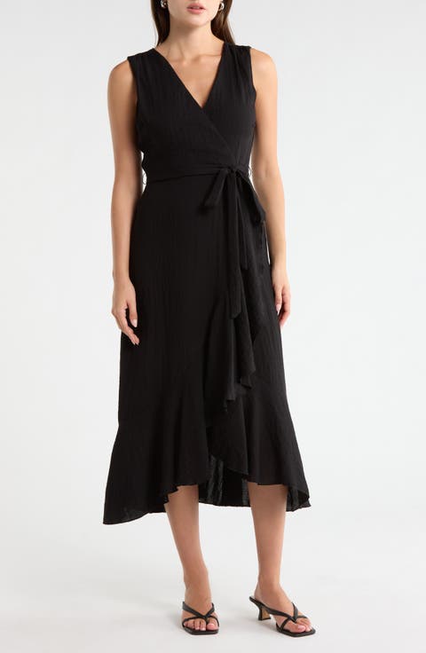 Sleeveless Faux Wrap Dress