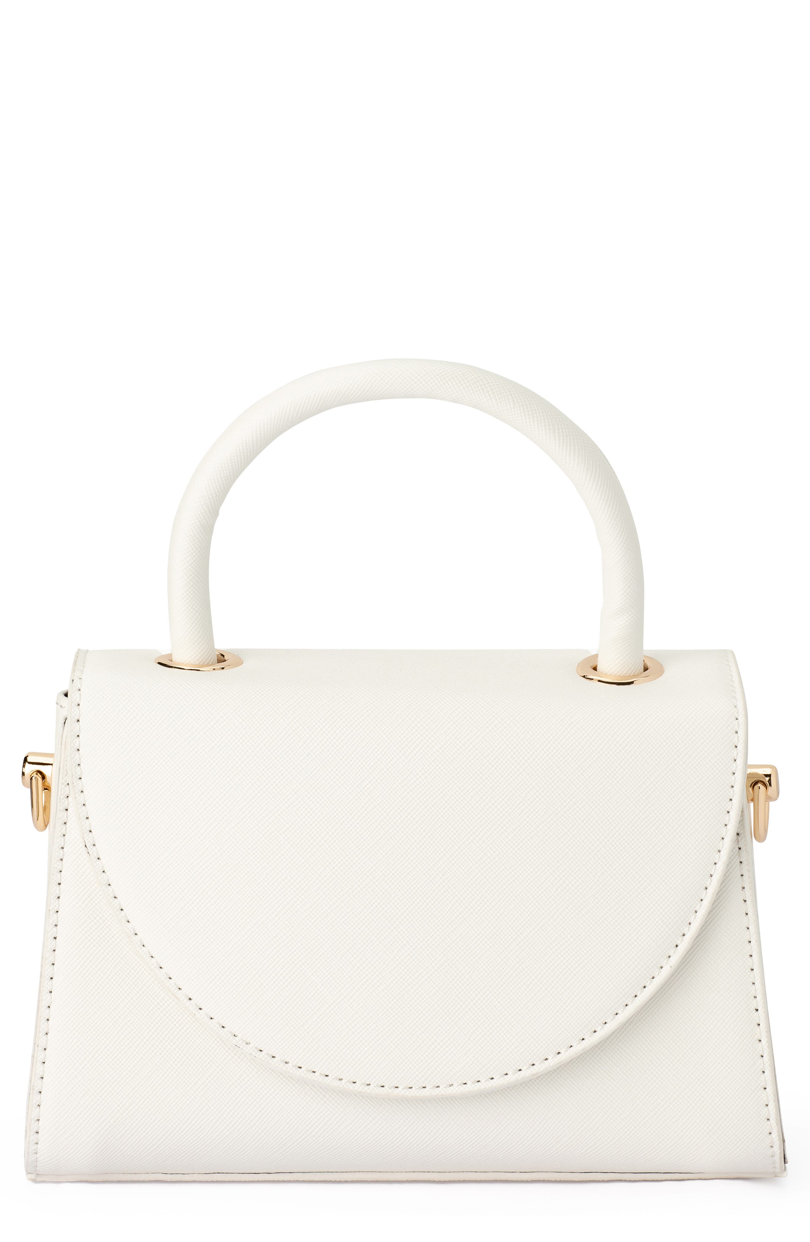 Olga Berg Sasha Faux Leather Top Handle Bag, Main, color, White