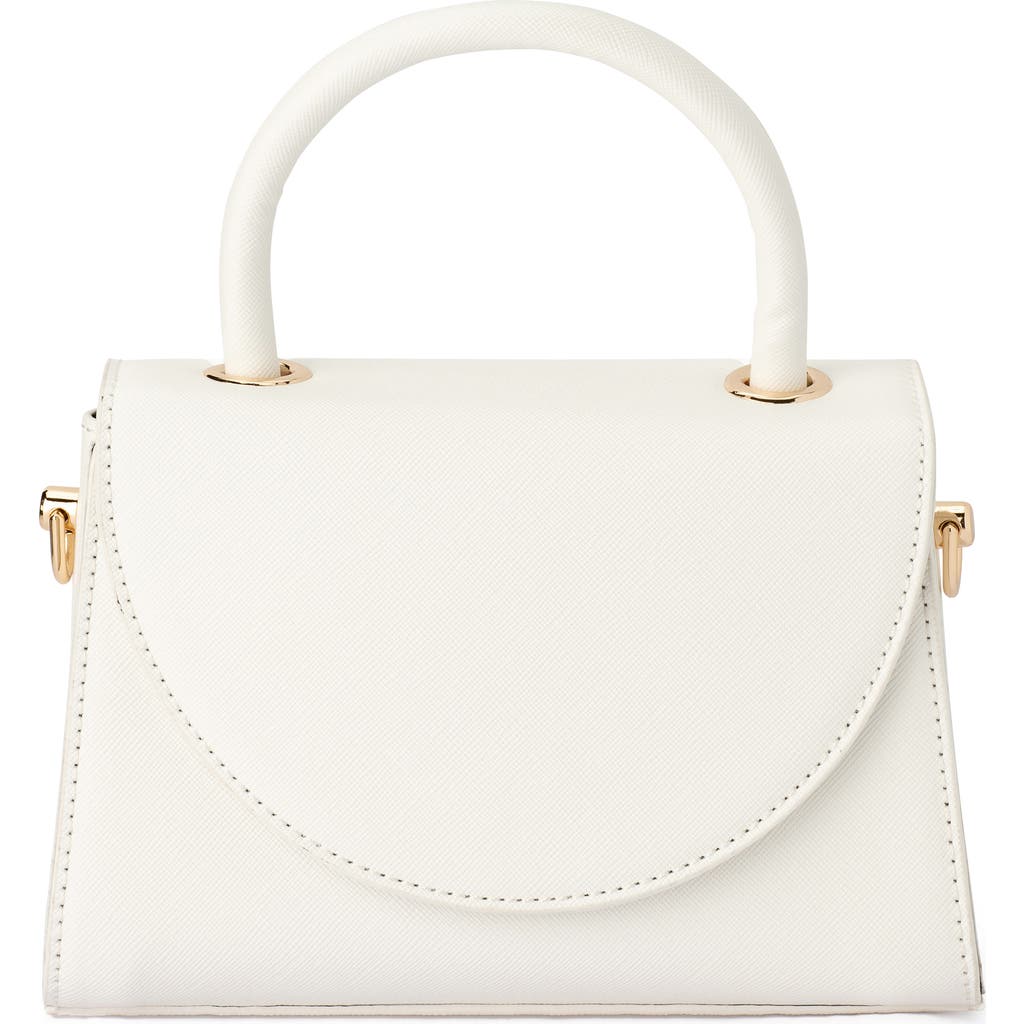 Olga Berg Sasha Faux Leather Top Handle Bag In White