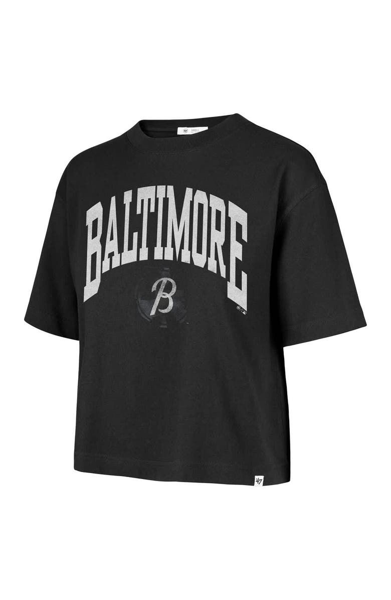 '47 Women's '47 Black Baltimore Orioles City Connect Shale Drop Shoulder Cropped T-Shirt, Alternate, color,