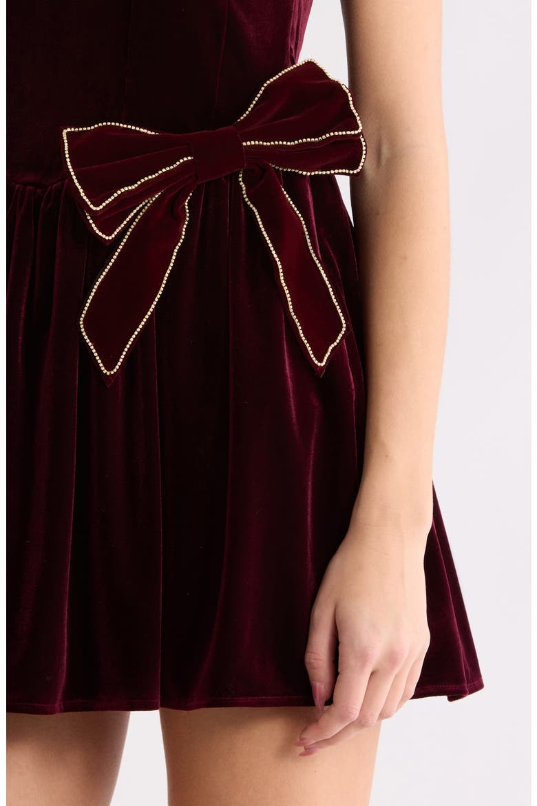 Velvet Fit & Flare Dress, Alternate, color, BURGUNDY