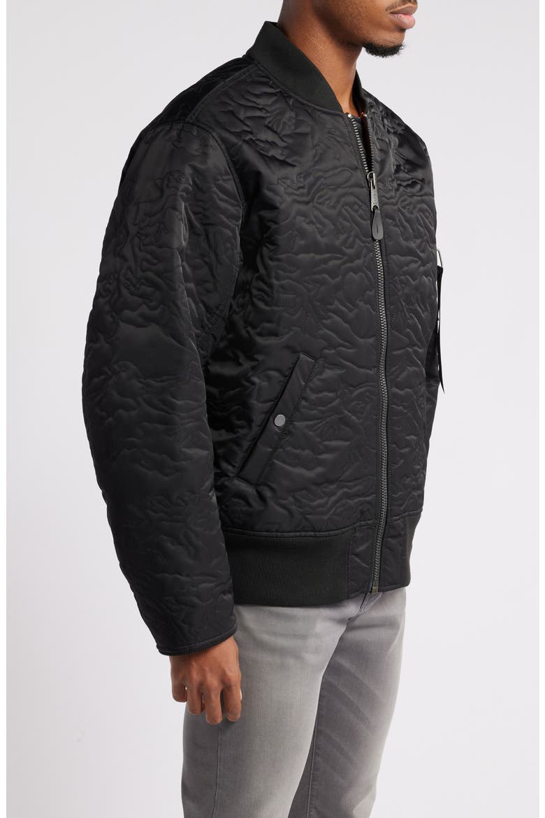 Camo Quilted Flight Jacket, Alternate, color, BLACK