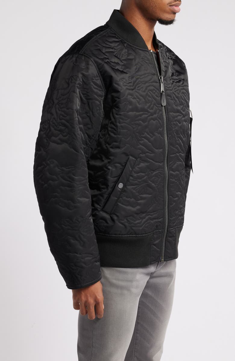 Alpha Industries Camo Quilted Flight Jacket, Alternate, color, Black