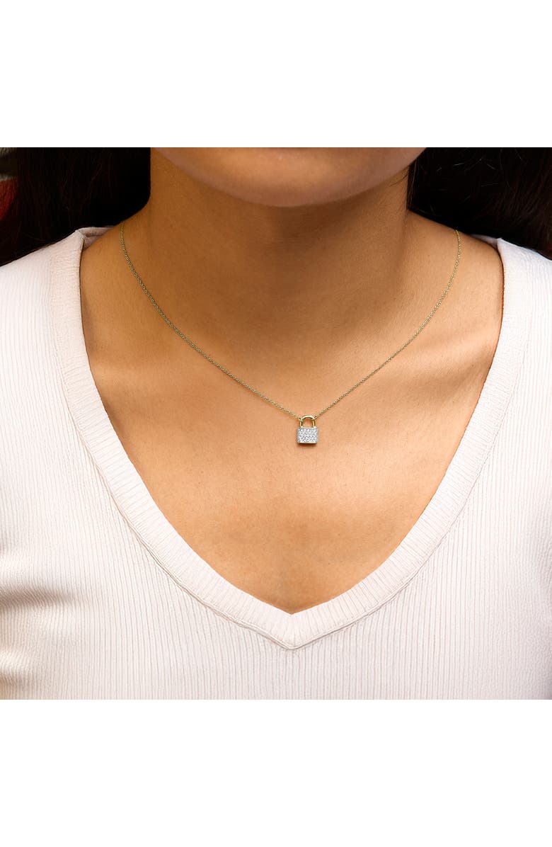 Haus of Brilliance 14K Yellow Gold 1/6 Cttw Diamond Lock Pendant Necklace, Alternate, color, Yellow
