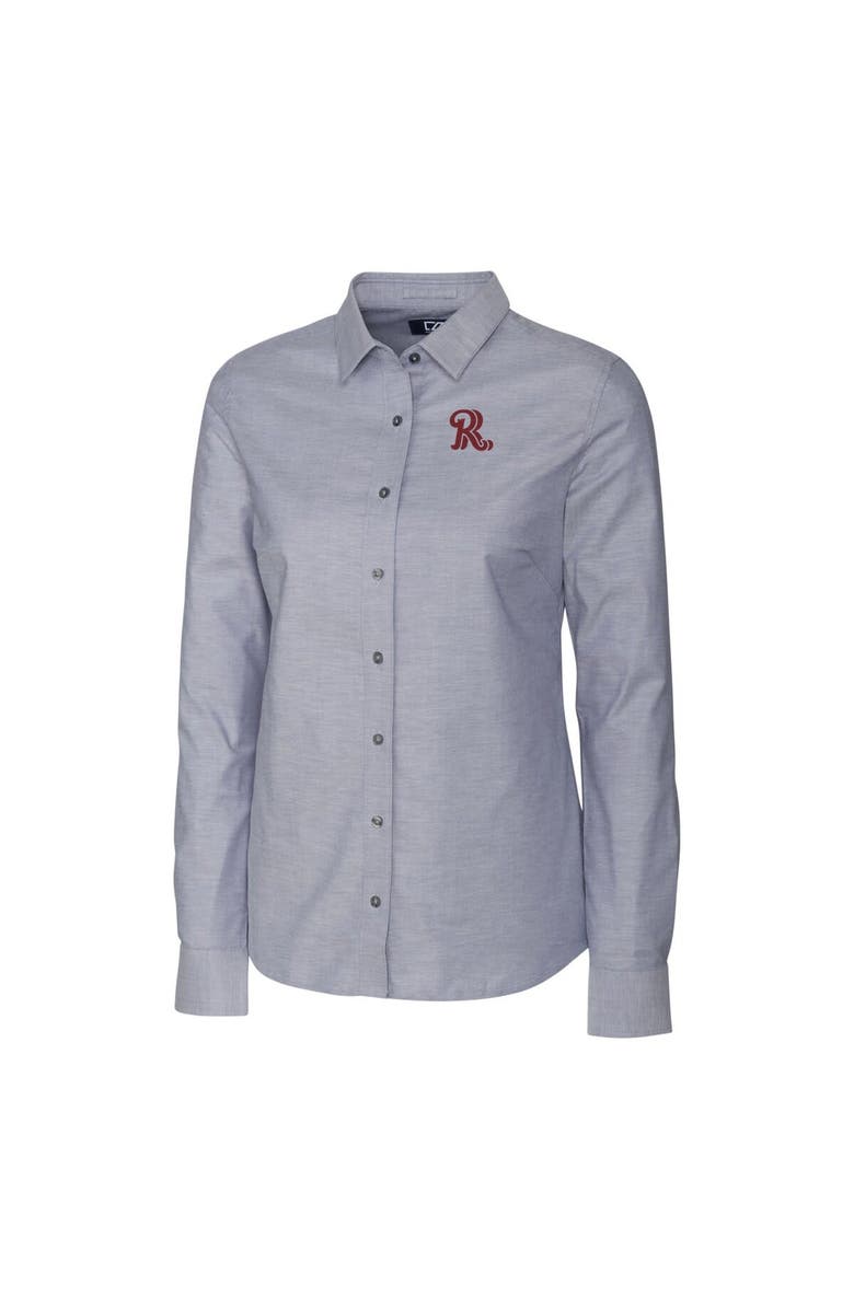 Cutter & Buck Women's Cutter & Buck Charcoal Frisco RoughRiders Stretch Oxford Long Sleeve Tri-Blend Button-Up Dress Shirt, Alternate, color, 