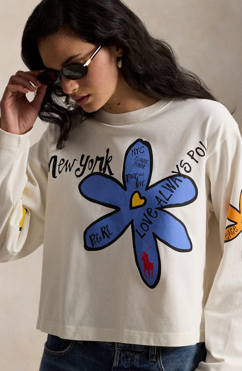 Polo Ralph Lauren Floral Long Sleeve Graphic T-Shirt, Alternate, color, Nevis
