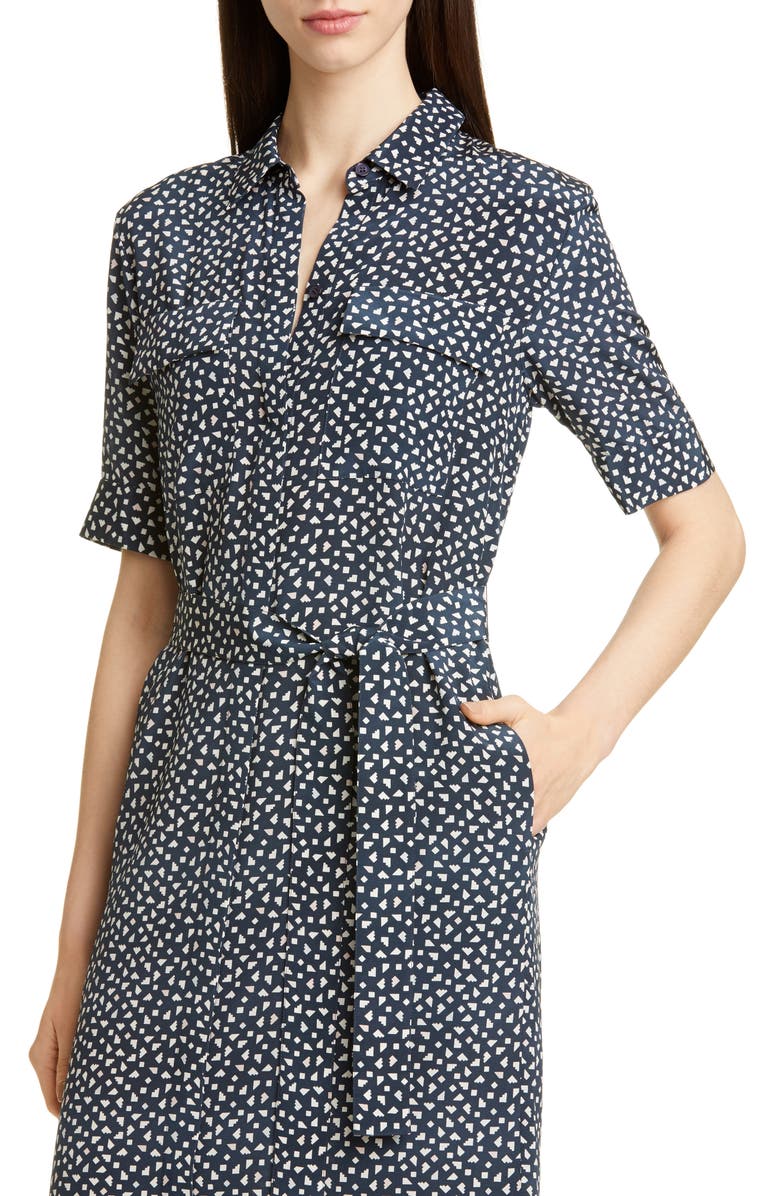 Lafayette 148 New York Doha Short Sleeve Silk Shirtdress, Alternate, color, 