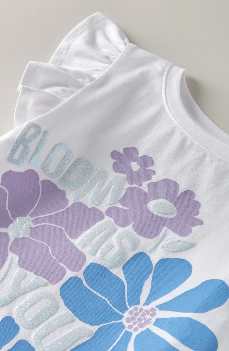 Tucker + Tate Kids' Flutter Sleeve Cotton Graphic T-Shirt, Alternate, color, White Glitter Bloom