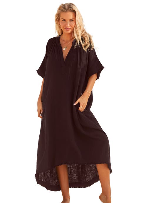 Gauze High-Low Sun Dress Cover Up